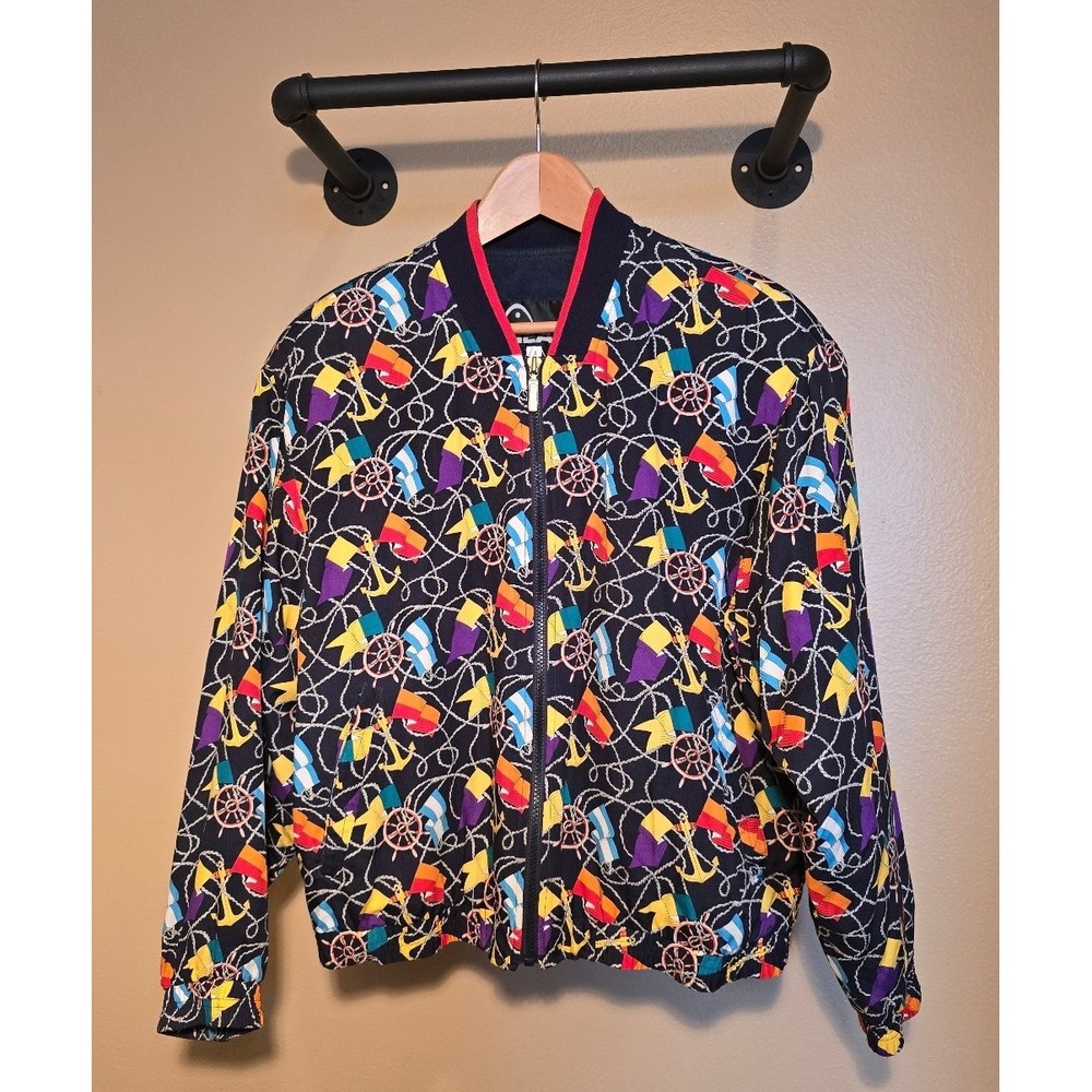 Vintage Head nautical bomber jacket with shoulder pads women's size small